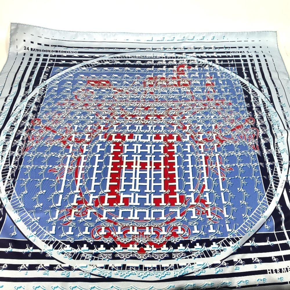HERMES Blue Silk Scarf - Picture 1 of 11